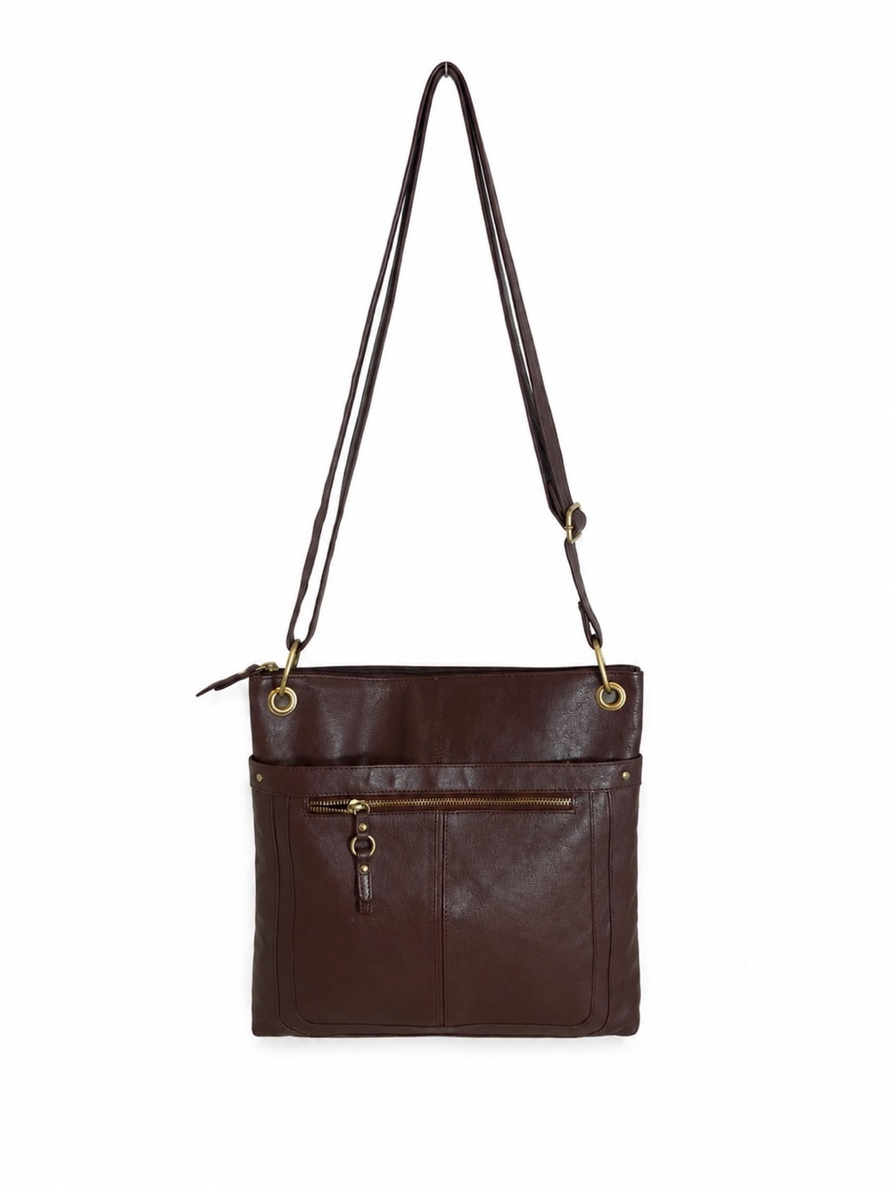 Great American Leather Works Brown 100% Genuine Leather Crossbody Shoulder Bag